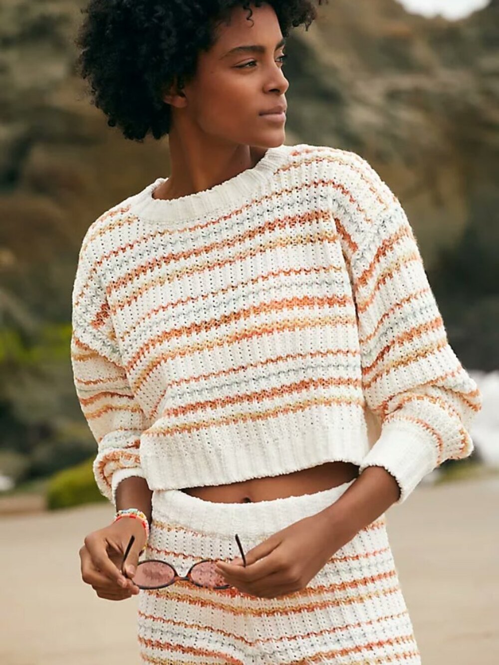 L*SPACE Pismo Beach Striped Knit Pullover Sweater S